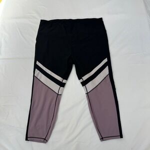 Reebok Womens 3X Colorblock Athletic Leggings Black Purple REW194LE14